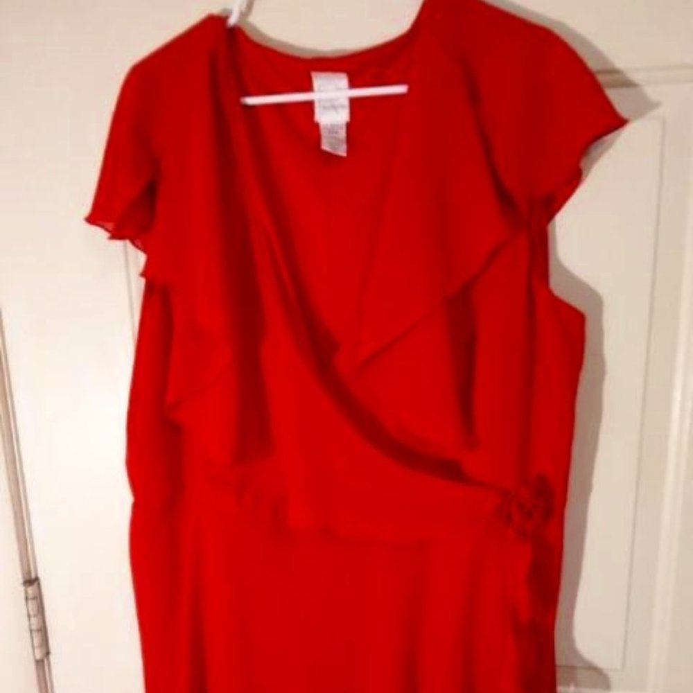 Roaman's Fully Lined Red Dress Size 24-Excellent Condition